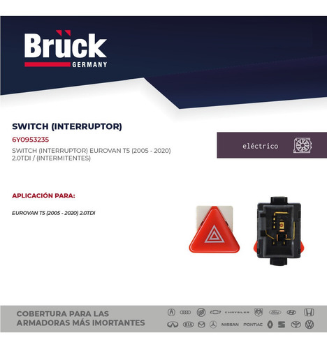 Switch Boton Intermitentes Eurovan 2003 2.5 10v 6y0953235