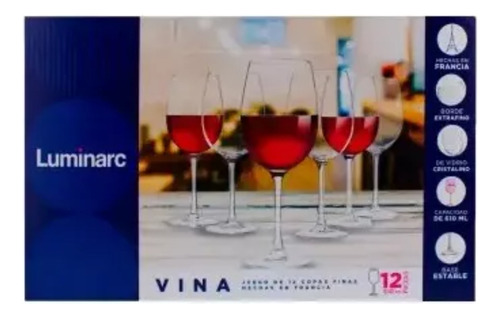 Juego De Copas Para Vino De 12 Piezas Luminarc