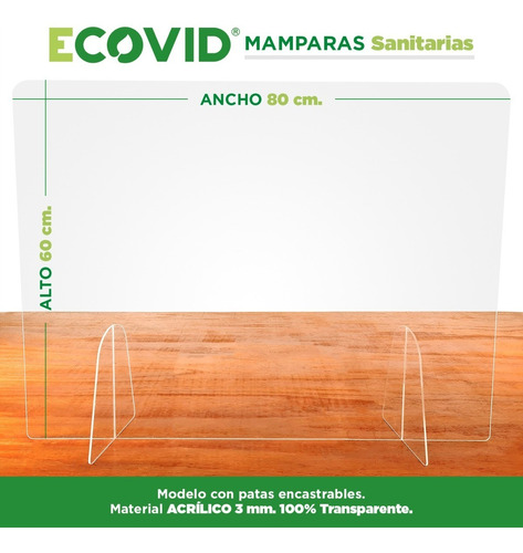 Mampara Acrílica | Barrera Sanitaria | Mediana 80x60