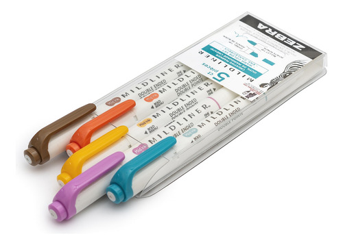 Rotulador Zebra Pen Mildliner De Doble Punta, Paquete De 5