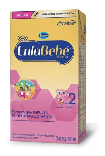 Leche de fórmula líquida sin TACC Mead Johnson EnfaBebé 2 en brick x 36 unidades de 500mL - 6  a 12 meses