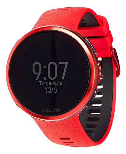 Reloj pulsera digital Polar Vantage V2 con correa de silicona color rojo - fondo negro