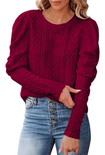 Blusa Tipo Jersey De Cuello Redondo Para Mujer, De Punto, Ma