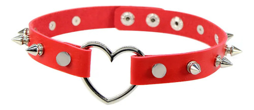 Choker Gargantilla Collar Cuero Corazon Puas Spike Aesthetic
