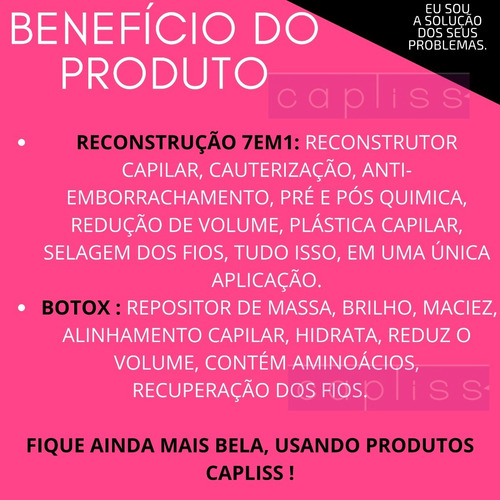 Botox Capilar Capliss 1kg+ Reconstrução Inteligente 7em1 1kg