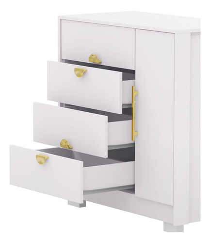 Cômoda Para Quarto 93cm Com Espelho Nara Flex Branco V02 - M