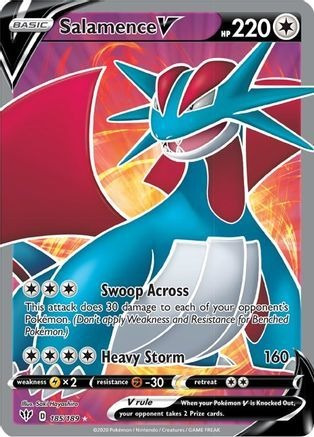 Salamance V Full Art Carta Pokémon+10 Cartas 