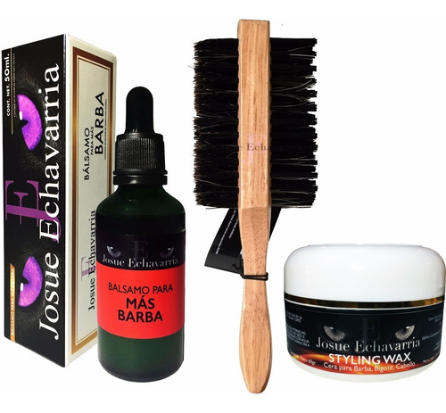 Imagen 2 de 5 de Kit Loción Crecimiento Barba Cera Para Barba Y Cepillo Doble
