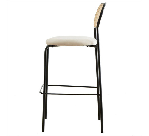 Banqueta Alta Taburete Pottery Pana Velvet Estructura Hierro Acabado De La Estructura Negro Color Beige