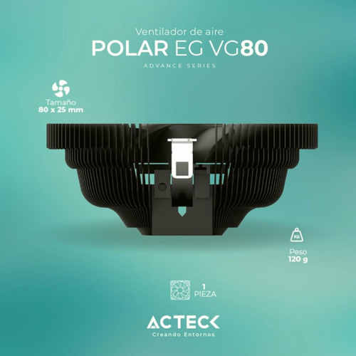 Acteck Disipador Cpu Polar Cp Vc100 80mm Lga 1700 Am5 2200