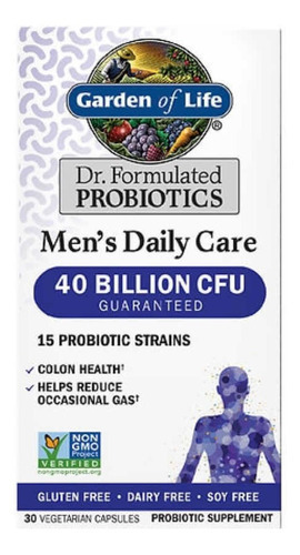 Garden Of Life Probióticos Men's 40 Billones 30 Cápsulas Sabor Sin Sabor