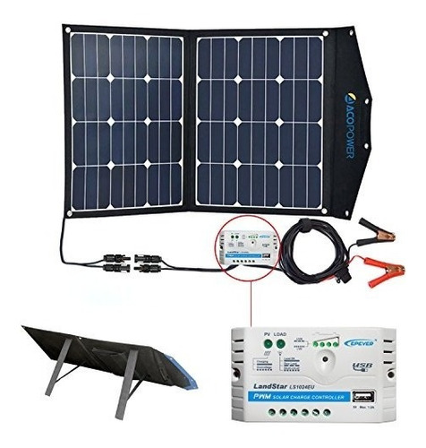 Cargador Solar Plegable Acopower De 12v 70 Vatios Kit: