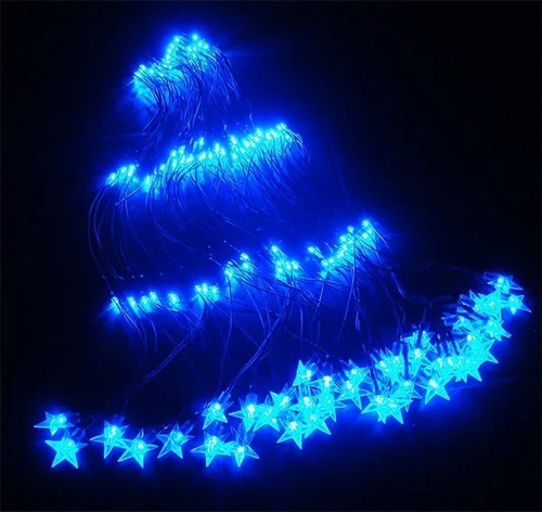 Pisca Cascata Com Estrela 160 Led 4 Metros - Azul 110v