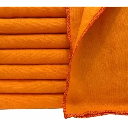 Flanela Limpeza - Laranja - 100% Algodão - Neves 30 X 50 Cm - Kit C/ 50 Unidades