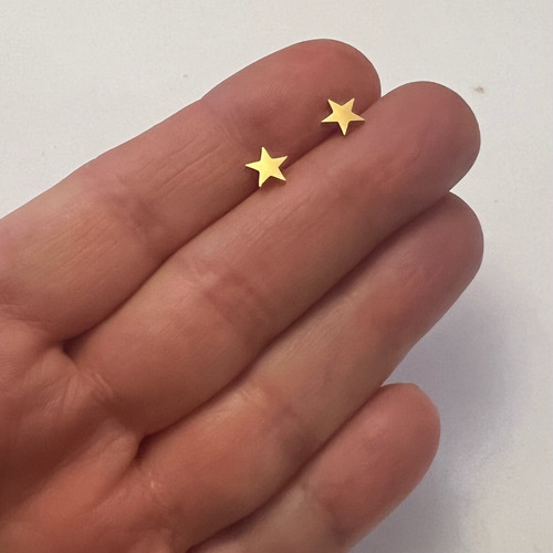Aros Abridor Estrella Tope, Chapado Oro 18k, Niñita
