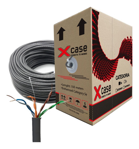 150 M Cable Red Utp Cat 5e, 0.50mm Xcase Gris Uso Interior