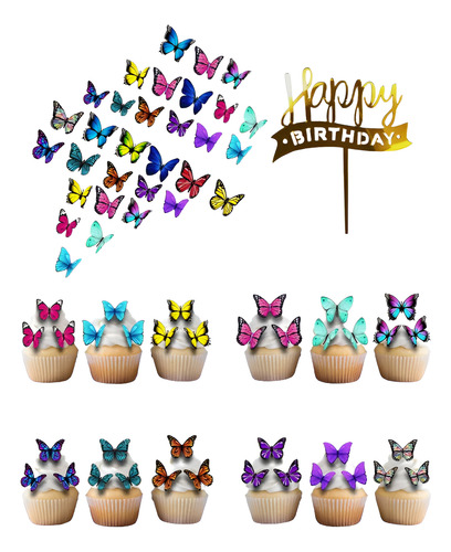 Mariposas De Oblea Comestible Para Decorar Postres 60pzs