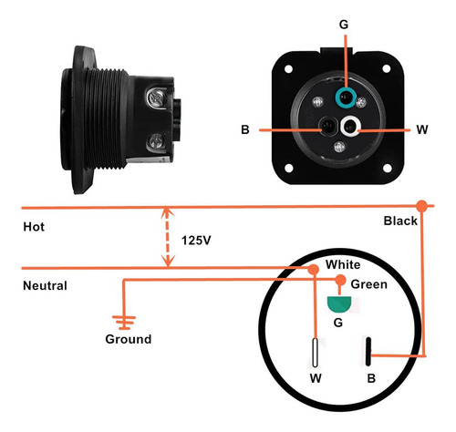 Enchufe 15 Amp, 5-15 125v Para Rv Con Tapa Impermeable