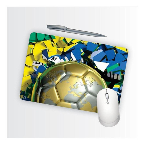 Mouse Pad Emborrachado Personalizado Bola Futebol Brasil