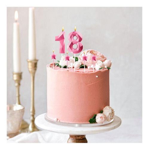 Velas De Cumpleaños De Cumpleaños Número 13 Rosa Y Velas De