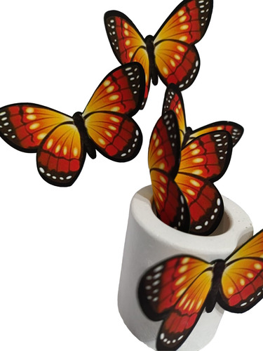 Mariposas Naranjas 3d Decorativas Recortadas 4 Cm 20 Un. Modelo/64