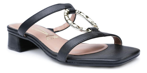Tamanco Vizzano Salto Baixo Detalhe Feminino - Preto