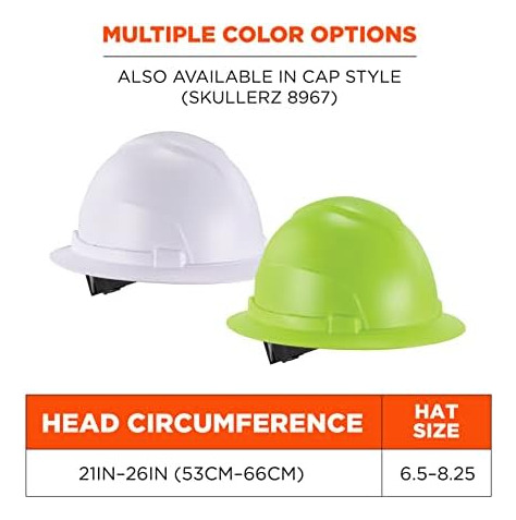 Ergodyne Skullerz 8969 Class E Full Brim Hard Hat, Lightweig