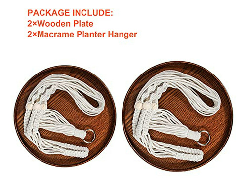 Juego De 2 Colgadores De Macramé Para Plantas - Decoración B