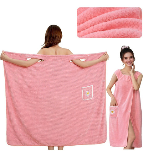 Toalla De Baño Para Dama Microfibra Absorbente Con Bolsillo