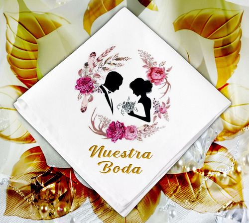 Servilletas Para Boda Novios Recuerdos Personalizados 12 Pz