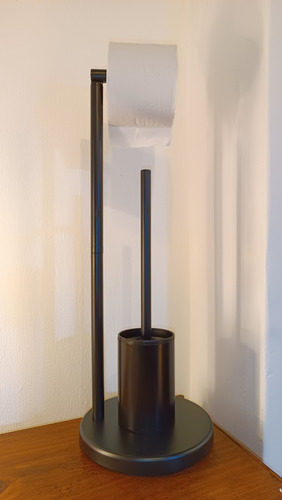 Porta Rollo Papel Higiénico Cepillo Inodoro Baño Base Metal