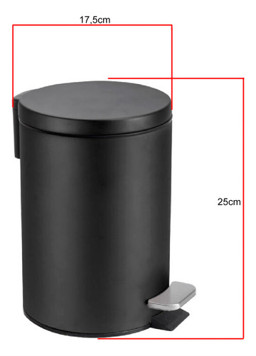 Cesto De Residuos Baño 3lts Negro Acero Inox. Daccord