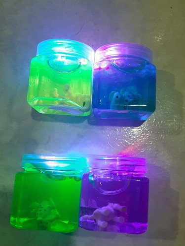 Slime X 3 Tarros Muñecos Animales / Luz Niños / Niñas.