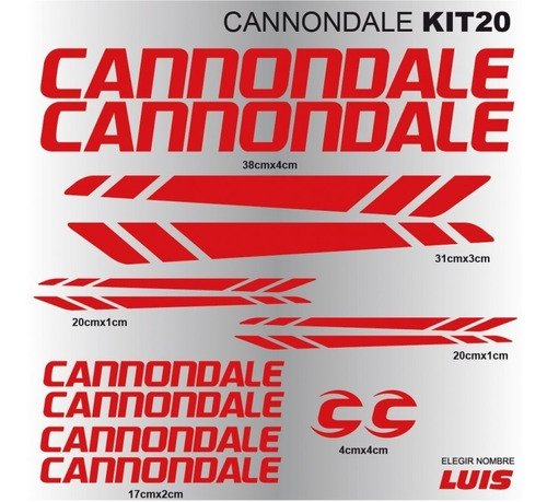 Cannondale Kit20 Sticker Calcomania Para Cuadro De Bicicleta