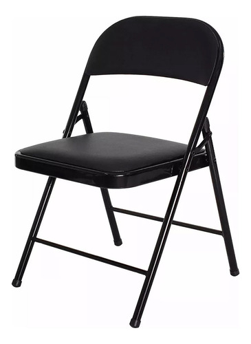Silla Plegable Asiento Con Respaldo Acolchado Y Tapizado Color Negro Lisa