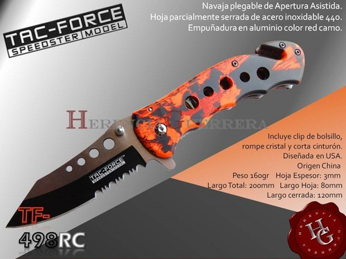 Imagen 2 de 7 de Cortapluma Tac Force Tf-498rc Tactica Rescate Inox Navaja