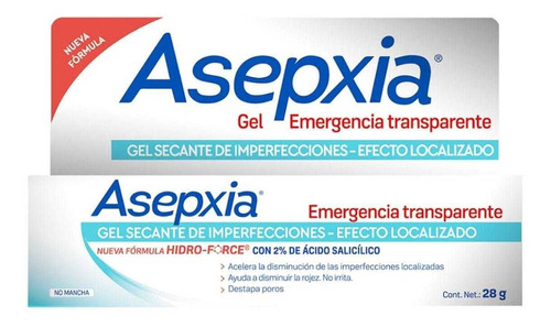 Gel Facial Asepxia Emergencia Transparentex28gr