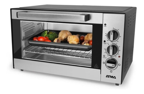 Horno Electrico Grill Atma 30 Litros Timer Termostato Silver