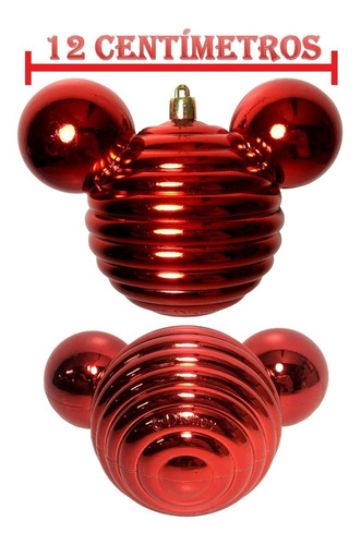 02 Bolas Enfeite Árvore De Natal Mickey Vermelho Disney