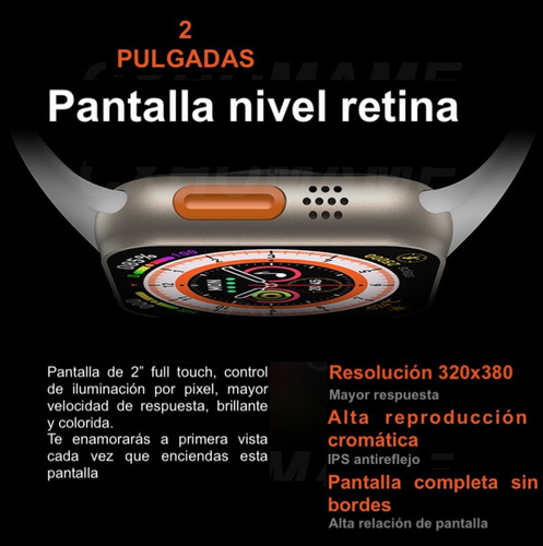 Smartwatch Reloj Inteligente Dt N0.1 Dt8 Ultra Doble Correa Plateado Deportiva Naranja Naranja