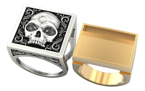 Anillo Con Cajón Compartimiento Secreto Diseño De Calavera 