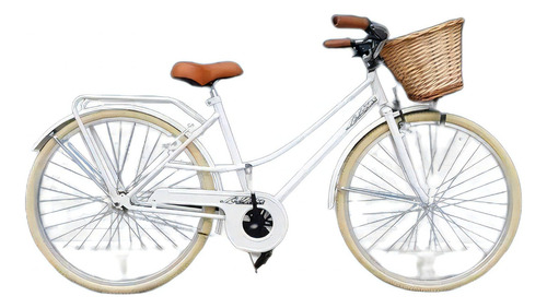 Bicicleta paseo femenina Le Bike Classic Vintage  2021 R26 1v freno v-brakes color blanco con pie de apoyo  