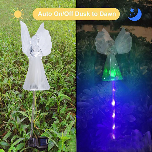 Lámpara Decorativa Led Con Forma De Ángel Con Luz Solar Colo