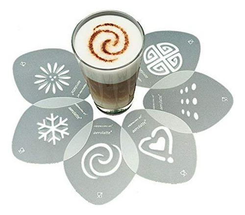 Set De 6 Plantillas Aerolatte Para Arte En Café Latte