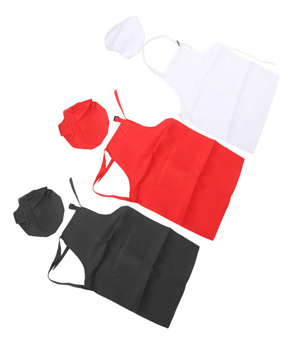 * Juego De Delantales Y Gorros De Chef Para Niños, Rojo,