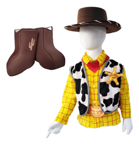 Disfraz Tipo Woody Toy Story Vaquero Con Sombrero 10-12 Cubrebotas