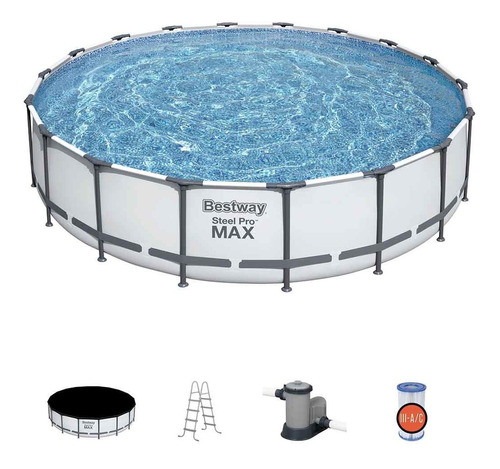 Piscina Estrutural 23.062l Com Capa, Escada E Filtro 110v Cor Branco