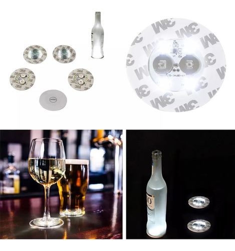 20 Luces Led Pegatinas Para Botellas, Luces Taza Tapete Led