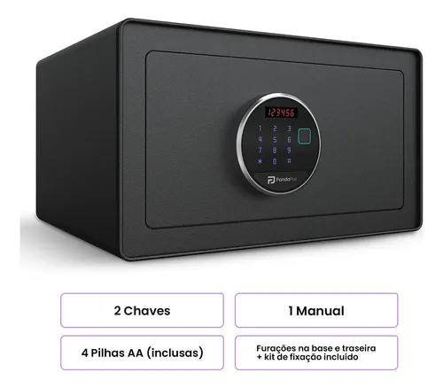 Cofre digital portátil compatível com Alexa e Google Home