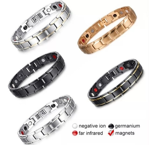 Pulsera Biomagnetica Germanio Con 4 Elementos  Acero Inoxida